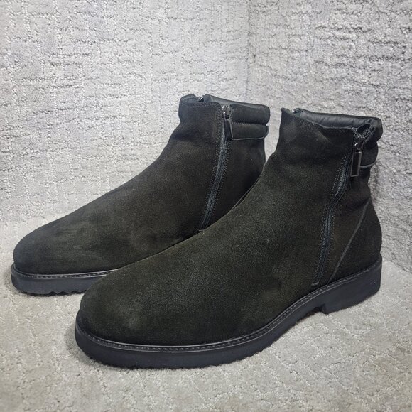 Giovanni Conti Men's Size EU 45 Black Suede Sherpa Lined Winter Ankle Boots - Picture 6 of 12